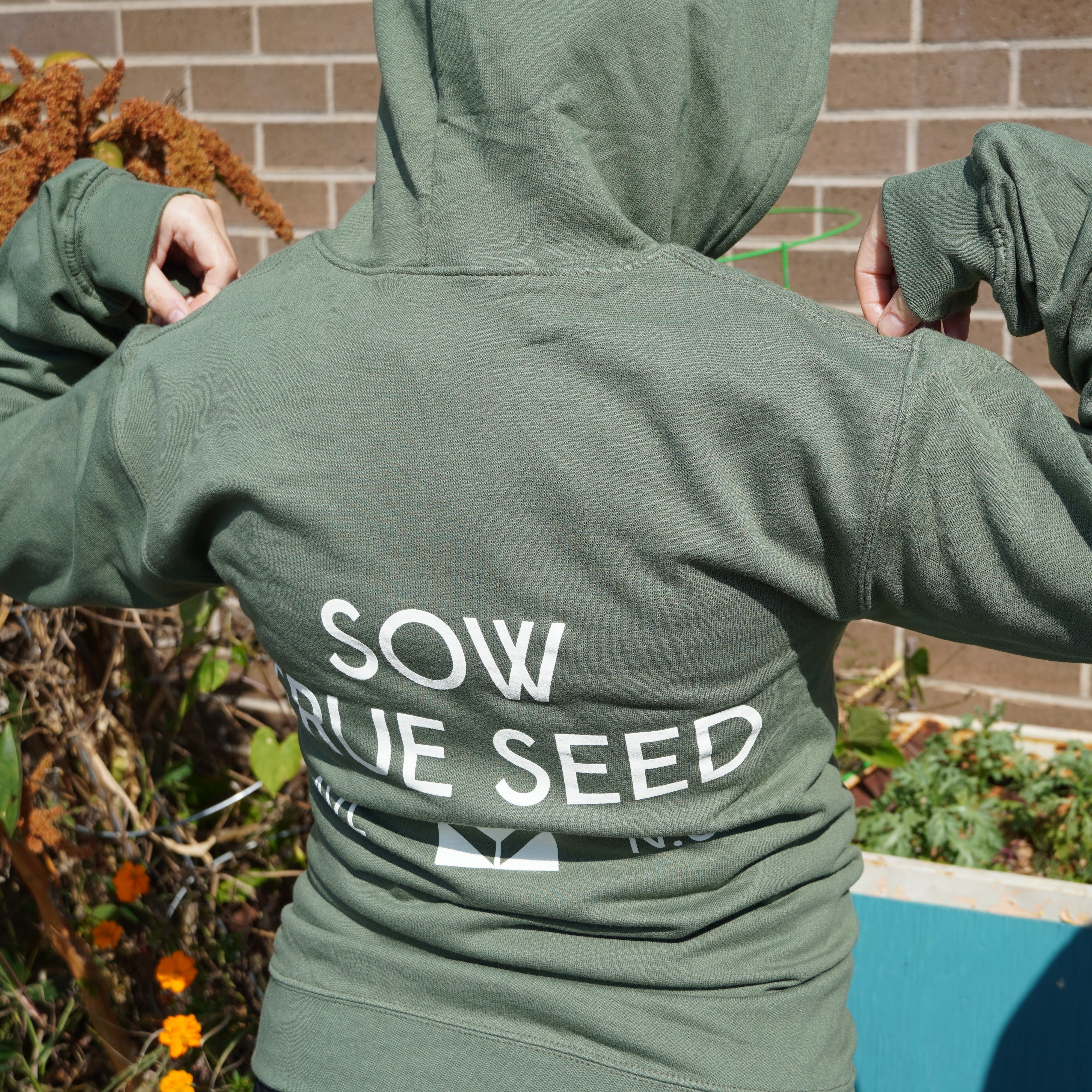 Logo Zip Up Hoodie, Green - Sow True Seed